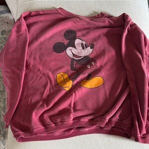 VINTAGE classic Disney Pink red Sweatshirt with Mickey Mouse oversized